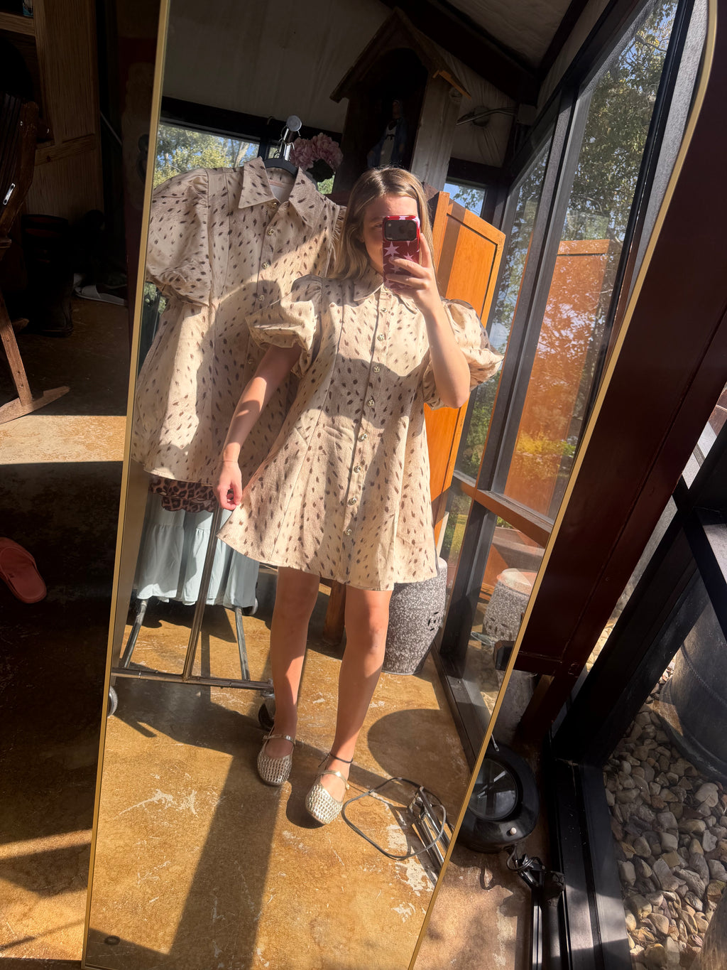 Evie Printed Puff Sleeve Shirt Dress